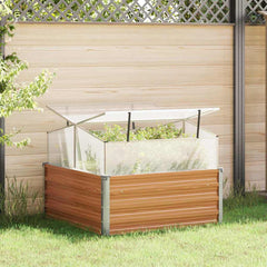 Greenhouse 100x100x85 cm Galvanised Steel Wood look