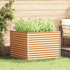 vidaXL Garden Raised Bed Light Brown 98 x 100 x 68 cm Galvanised Steel 1