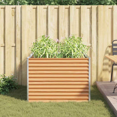 vidaXL Garden Raised Bed Light Brown 98 x 100 x 68 cm Galvanised Steel 4