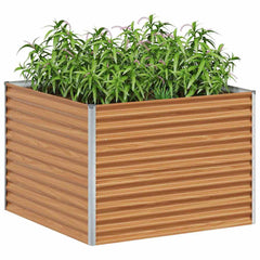 vidaXL Garden Raised Bed Light Brown 98 x 100 x 68 cm Galvanised Steel 3