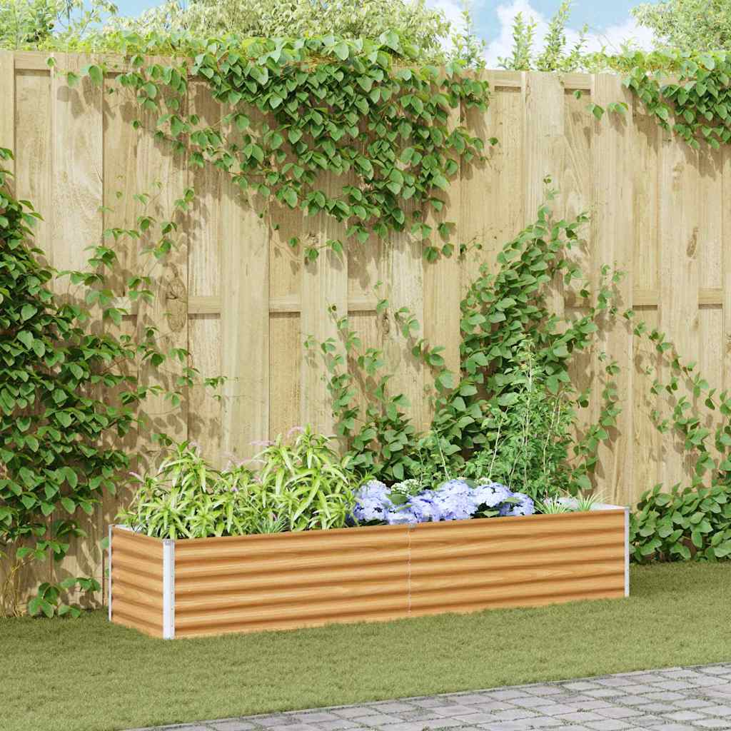 vidaXL Garden Raised Bed Light Brown 195 x 50 x 36 cm Galvanised Steel 1