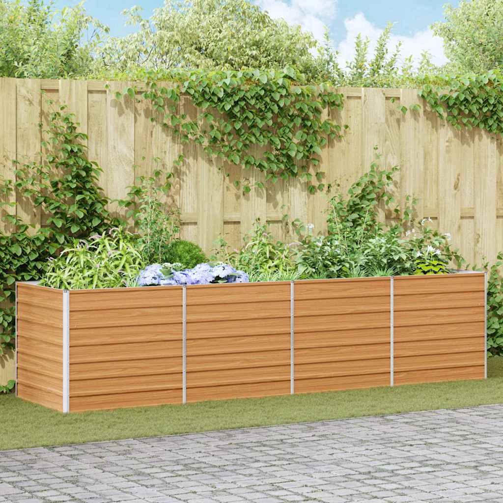 vidaXL Garden Raised Bed Light Brown Galvanised Steel