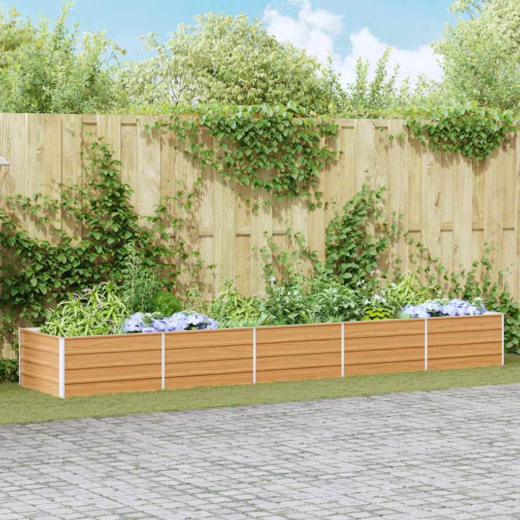 vidaXL Garden Raised Bed Light Brown Galvanised Steel