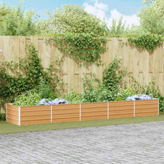 vidaXL Garden Raised Bed Light Brown Galvanised Steel