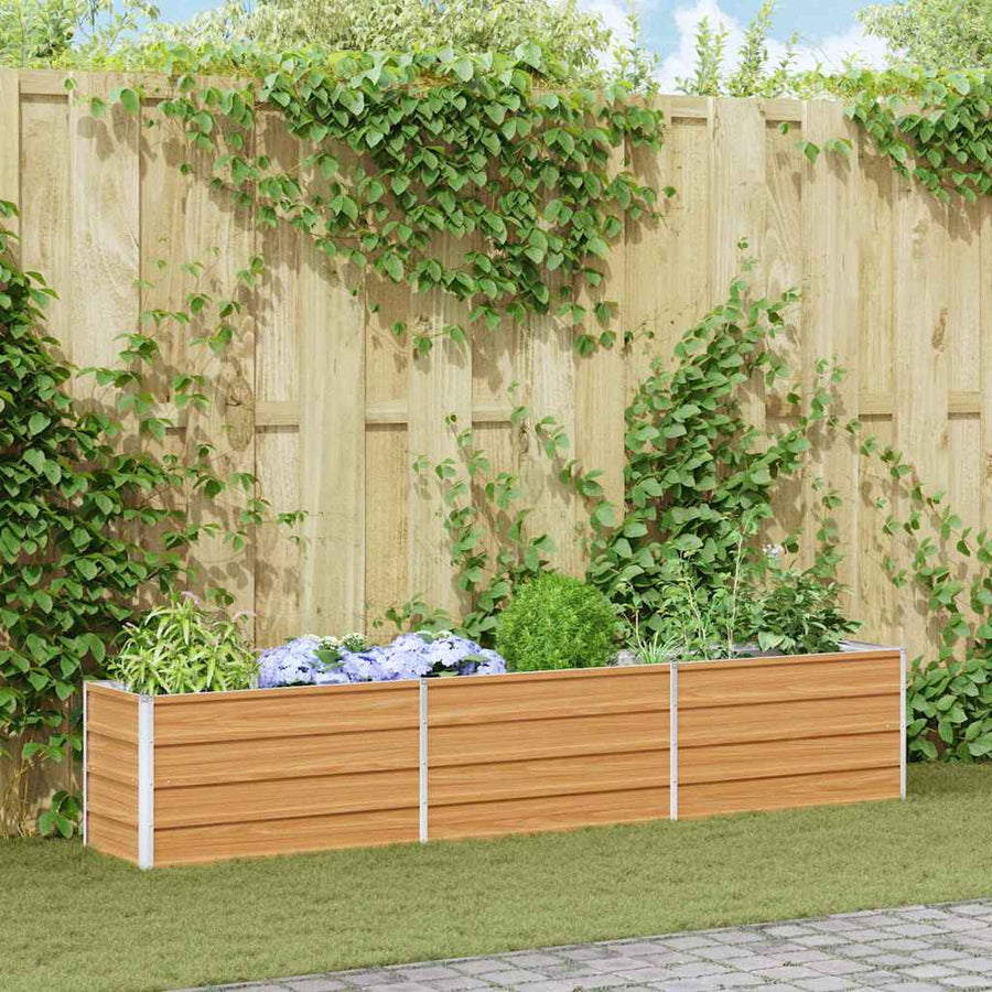 vidaXL Garden Raised Bed Light Brown 240 x 40 x 45 cm Galvanised Steel 1