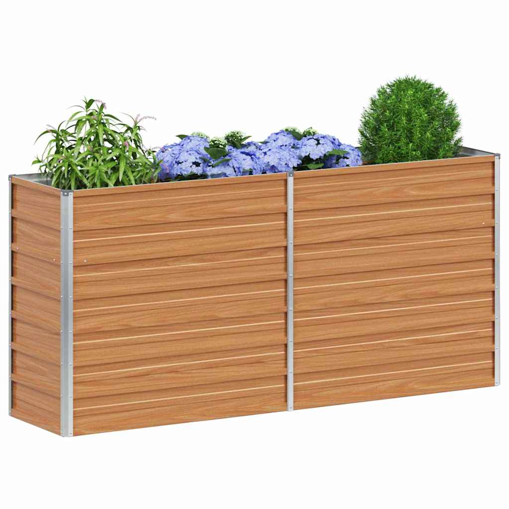vidaXL Garden Raised Bed Light Brown 160 x 40 x 77 cm Galvanised Steel 3