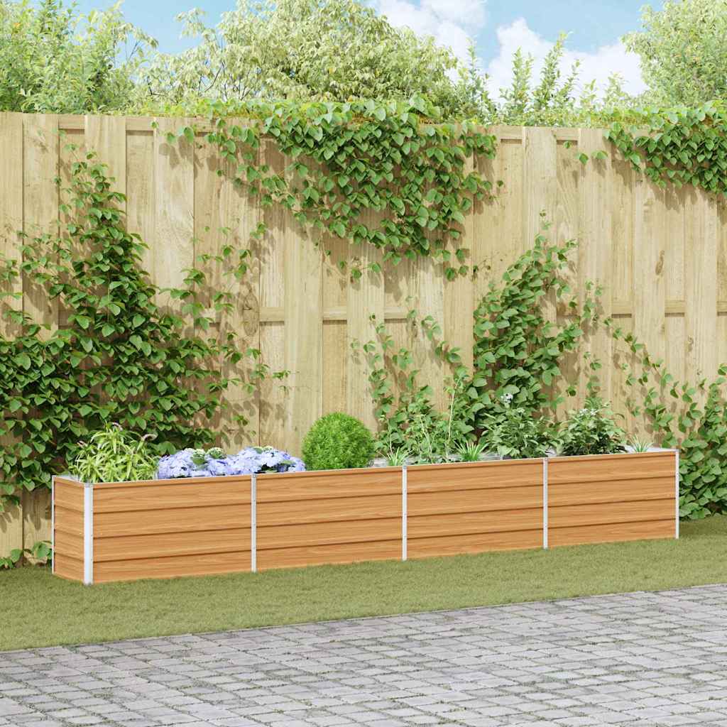 vidaXL Garden Raised Bed Light Brown Galvanised Steel