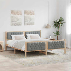Bed Frame Light Grey Solid Pine Wood Brown and light grey 180 x 200 cm