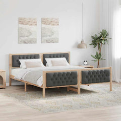 Bed Frame Light Grey Solid Pine Wood Brown and dark grey 180 x 200 cm
