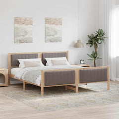 Bed frame Solid pine wood Natural and taupe 180 x 200 cm