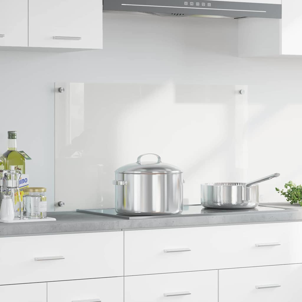 vidaXL Kitchen Backsplash Transparent 90 x 50 cm Tempered Glass 1