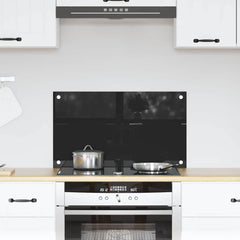 vidaXL Kitchen Backsplash Black 70 x 40 cm Tempered Glass 1
