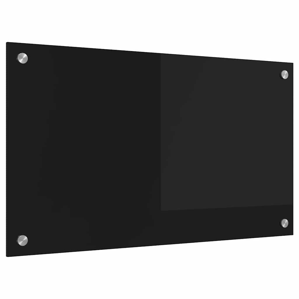 vidaXL Kitchen Backsplash Black 70 x 40 cm Tempered Glass 2