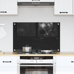 vidaXL Kitchen Backsplash Black 80 x 50 cm Tempered Glass 1