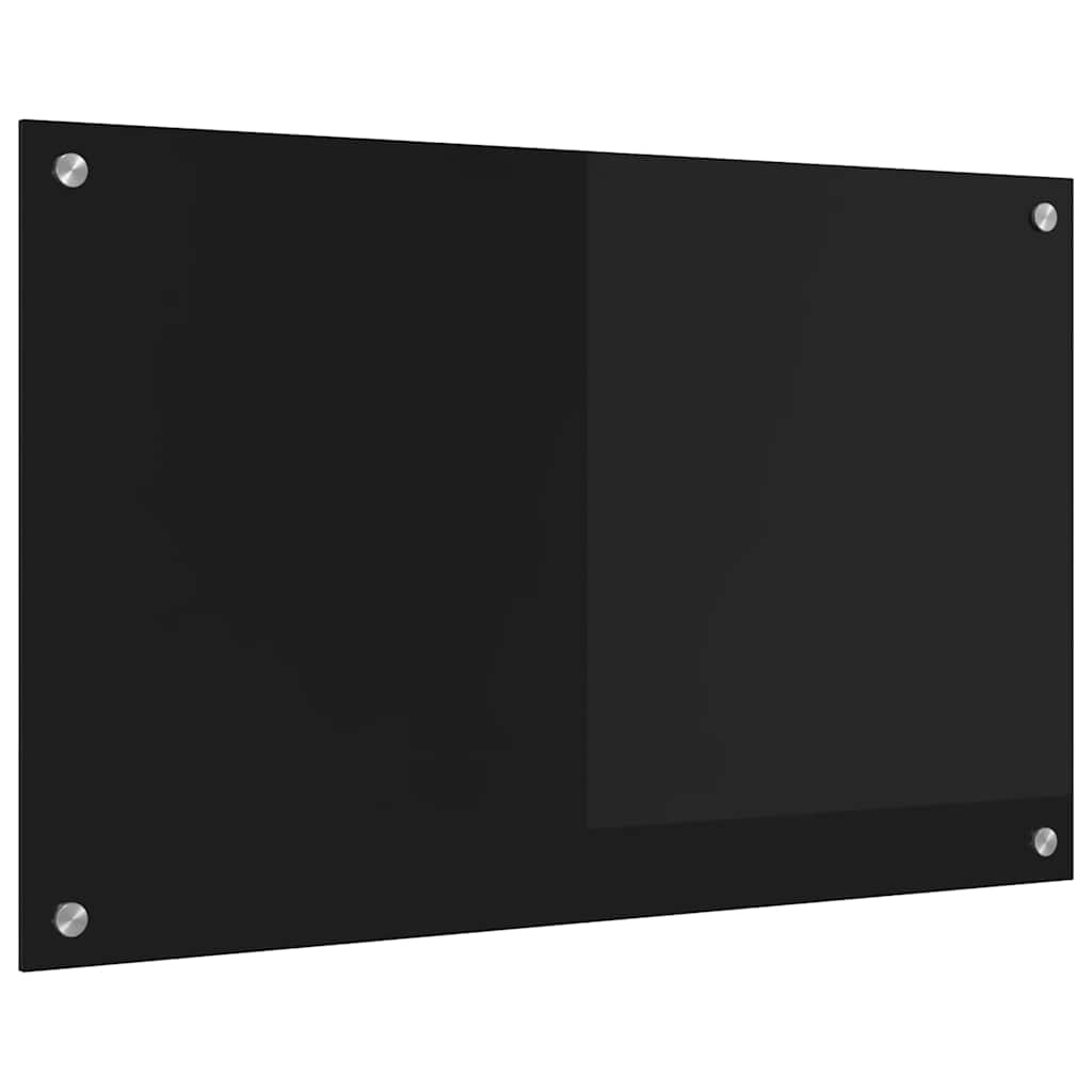 vidaXL Kitchen Backsplash Black 80 x 50 cm Tempered Glass 2