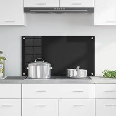 vidaXL Kitchen Backsplash Black 90 x 50 cm Tempered Glass 3