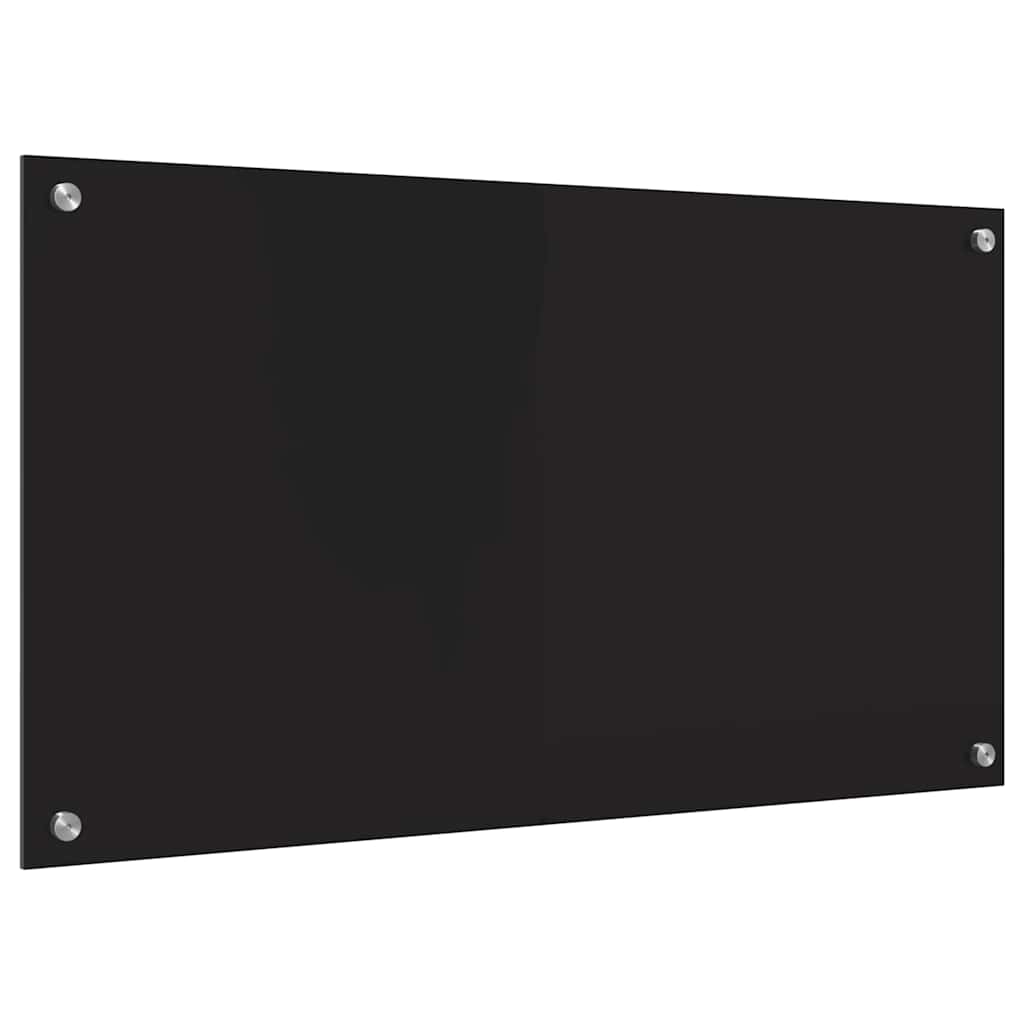 vidaXL Kitchen Backsplash Black 90 x 50 cm Tempered Glass 6