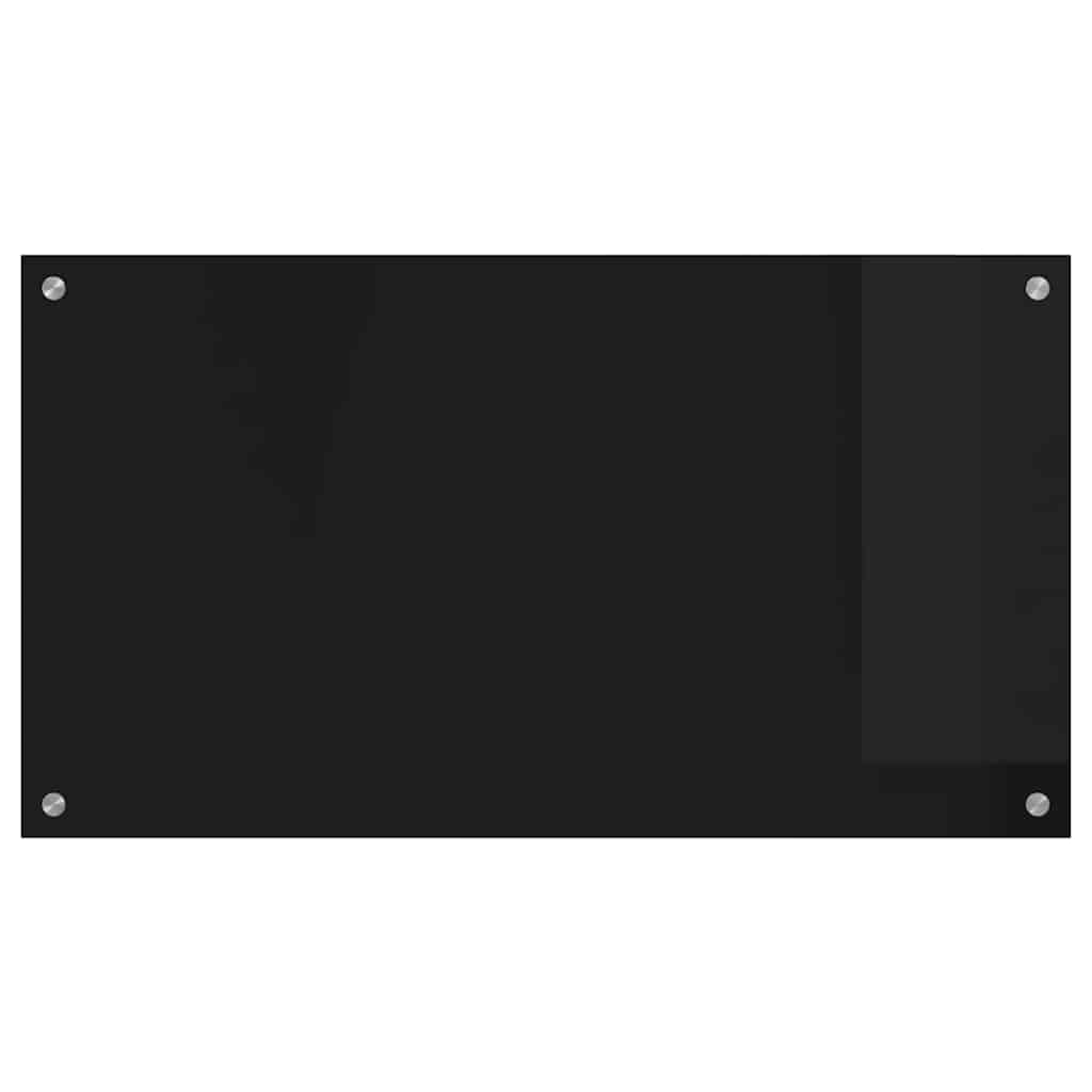 vidaXL Kitchen Backsplash Black 90 x 50 cm Tempered Glass 4
