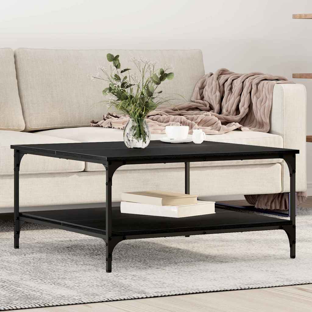 vidaXL Coffee Table Black oak 80 x 80 x 40 cm Engineered Wood 1