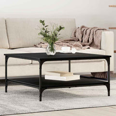 vidaXL Coffee Table Black oak 80 x 80 x 40 cm Engineered Wood 1