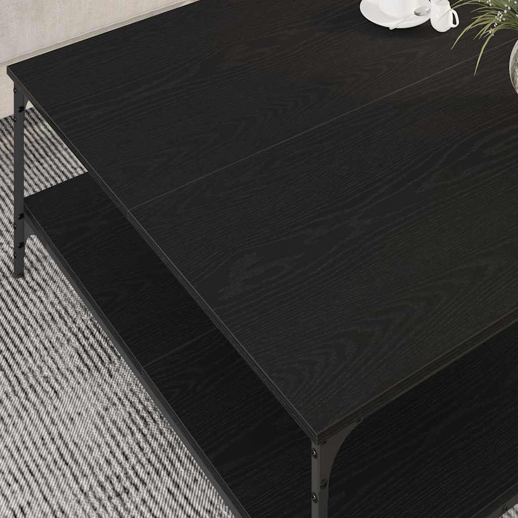 vidaXL Coffee Table Black oak 100 x 100 x 40 cm Engineered Wood 4
