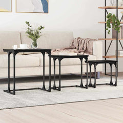 vidaXL Nesting Coffee Table 3 pcs Black oak 50.5 x 35 x 53 cm 1