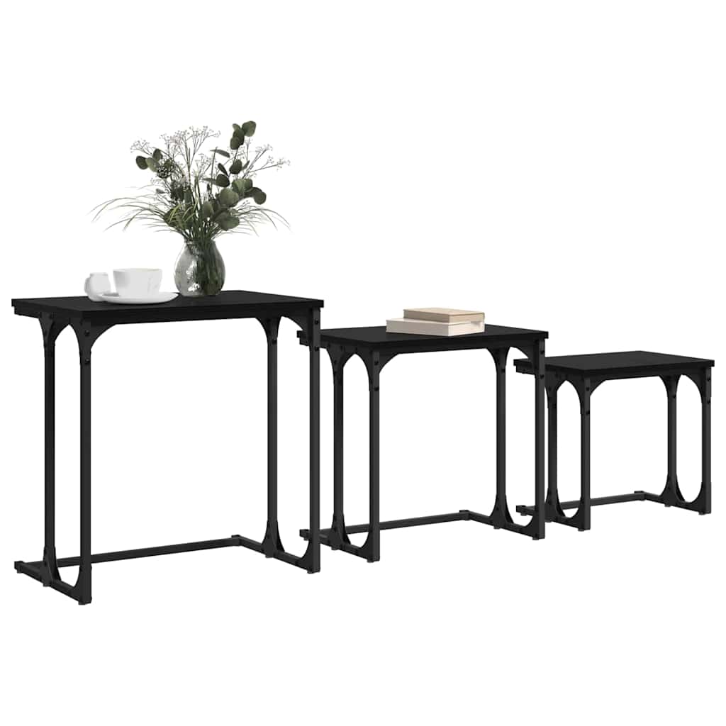 vidaXL Nesting Coffee Table 3 pcs Black oak 50.5 x 35 x 53 cm 3