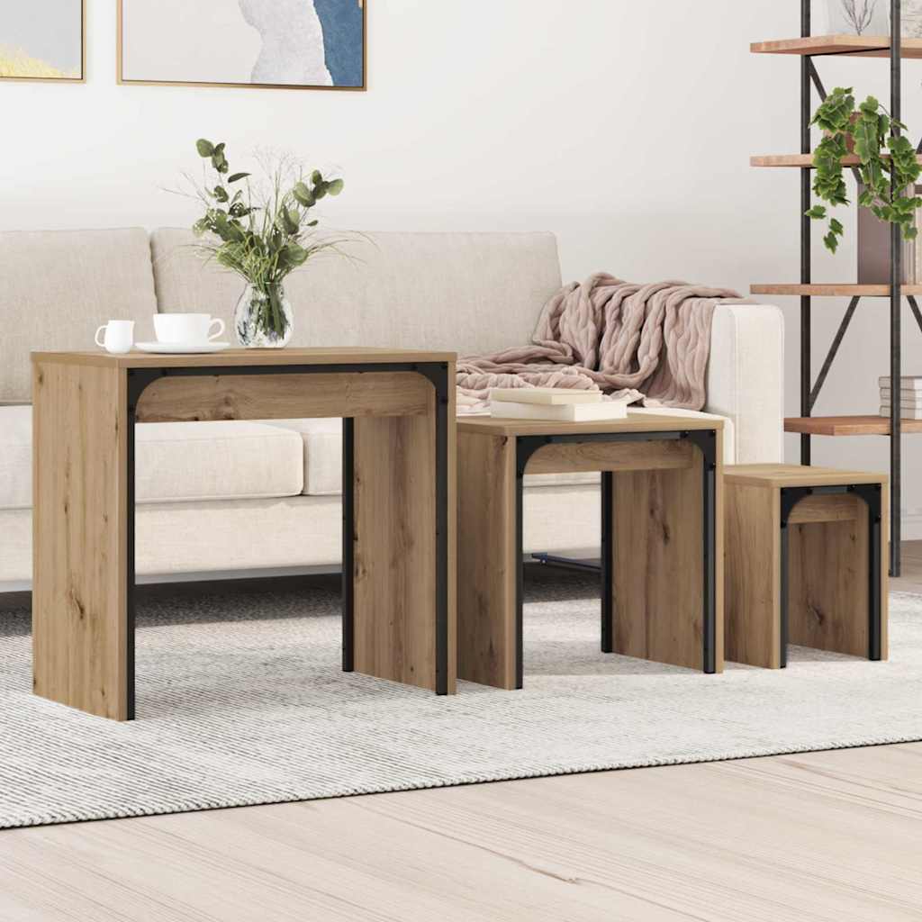 vidaXL Coffee Table 3 pcs Artisan Oak 60 x 35 x 56 cm Engineered wood 1