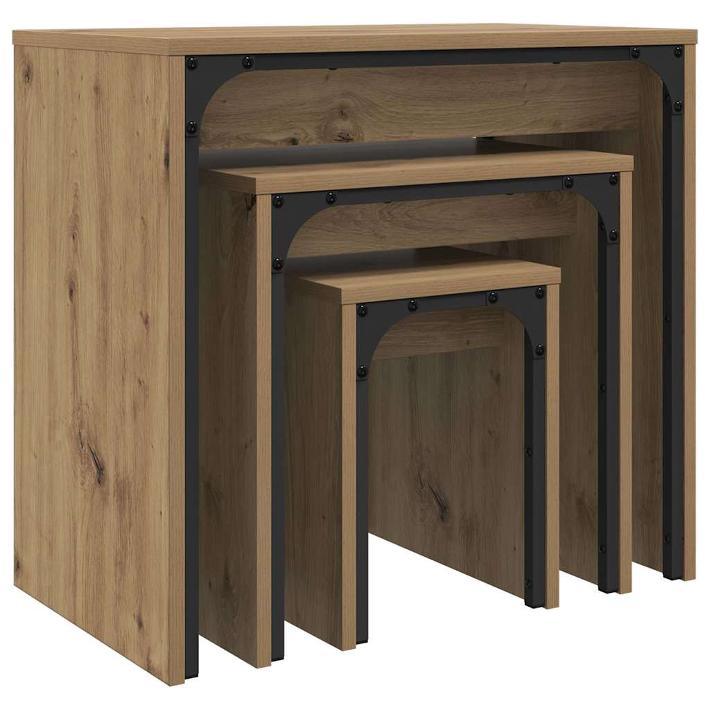 vidaXL Coffee Table 3 pcs Artisan Oak 60 x 35 x 56 cm Engineered wood 5