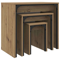 vidaXL Coffee Table 3 pcs Artisan Oak 60 x 35 x 56 cm Engineered wood 5