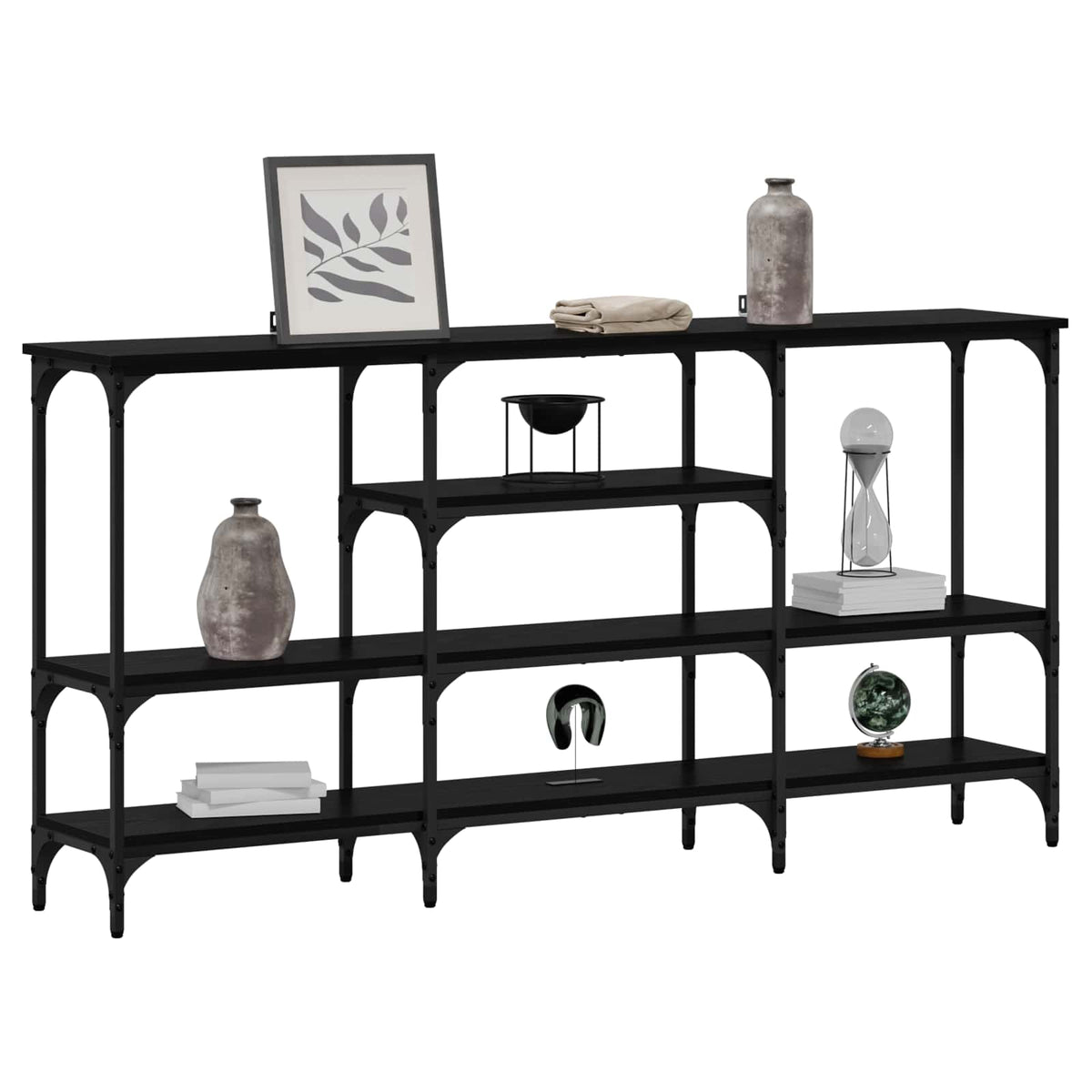 Console Table 160 x 29 x 80 cm Engineered wood Black oak