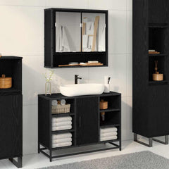 Bathroom Mirror Cabinet 65x20x60 cm Engineered Wood Black oak