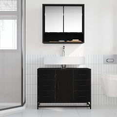 Bathroom Cabinet 80 x 33 x 60 cm Engineered Wood Black oak
