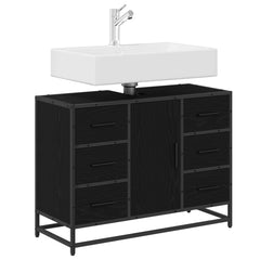 Bathroom Cabinet 80 x 33 x 60 cm Engineered Wood Black oak