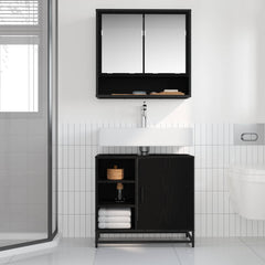vidaXL Bathroom Cabinet Black Oak 65 x 33 x 60 cm Engineered Wood 4