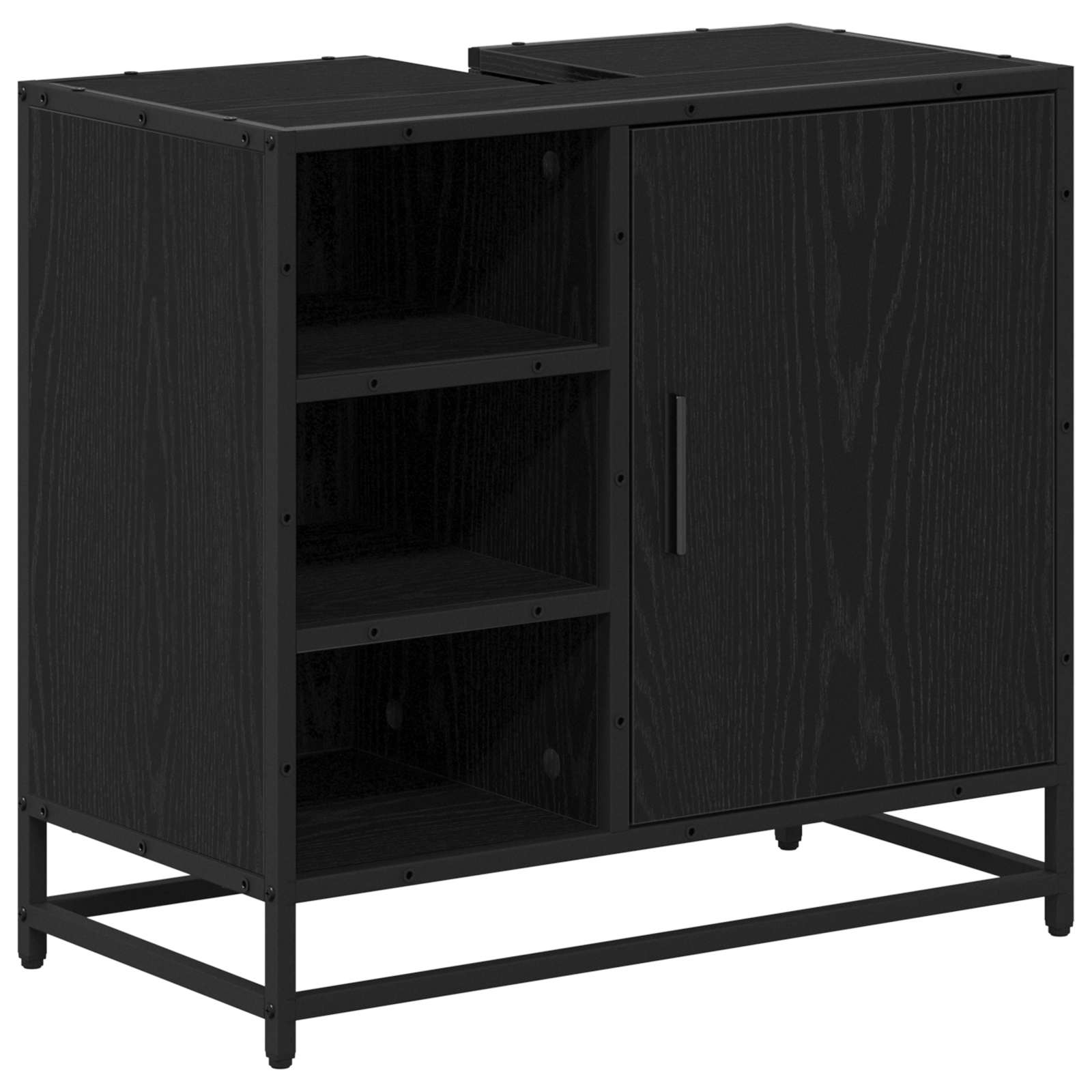 vidaXL Bathroom Cabinet Black Oak 65 x 33 x 60 cm Engineered Wood 2