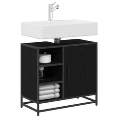 vidaXL Bathroom Cabinet Black Oak 65 x 33 x 60 cm Engineered Wood 3