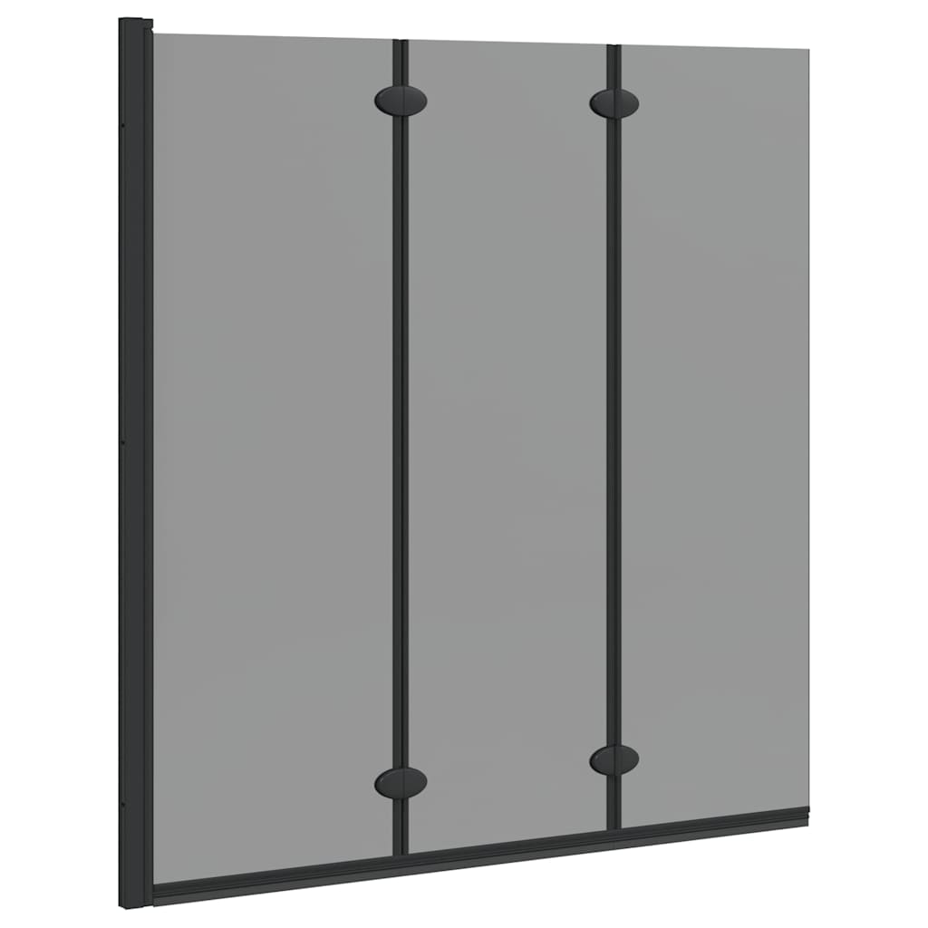 Bath Shower Screen Black 130 x 138 cm Tempered Glass Dark transparent