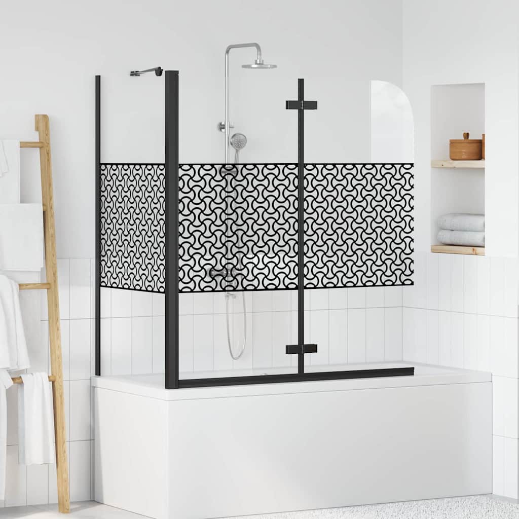 Bath Enclosure 120x68x130 cm Tempered Glass Black Geometric