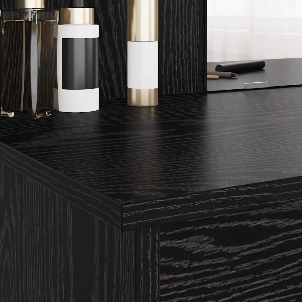 vidaXL Dressing Table with Mirror Black Oak 96 x 39 x 142 cm 4