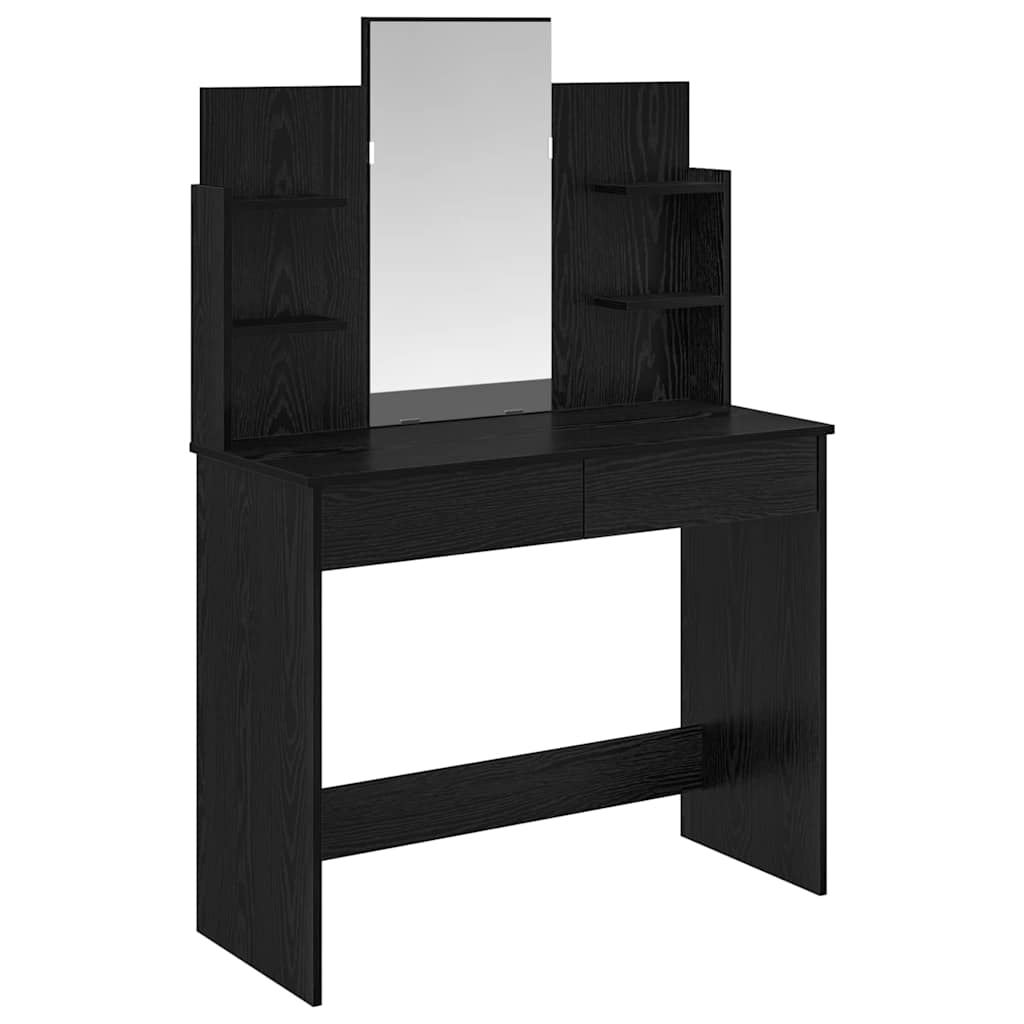 vidaXL Dressing Table with Mirror Black Oak 96 x 39 x 142 cm 2