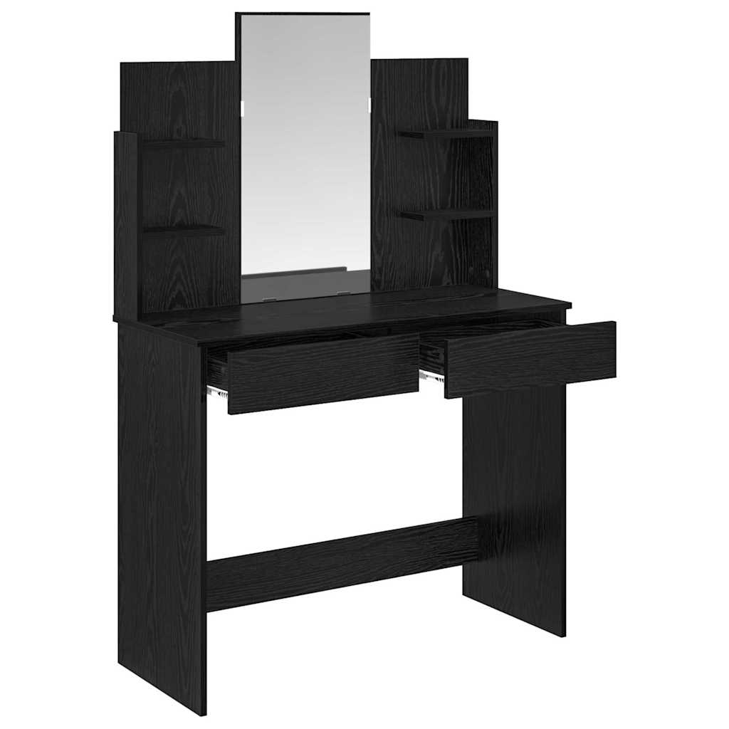 vidaXL Dressing Table with Mirror Black Oak 96 x 39 x 142 cm 5