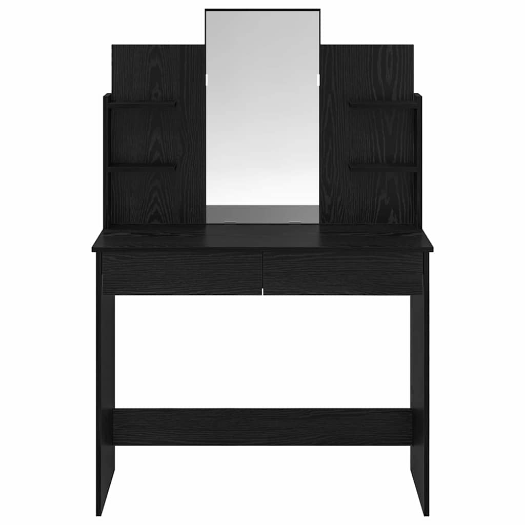 vidaXL Dressing Table with Mirror Black Oak 96 x 39 x 142 cm 6