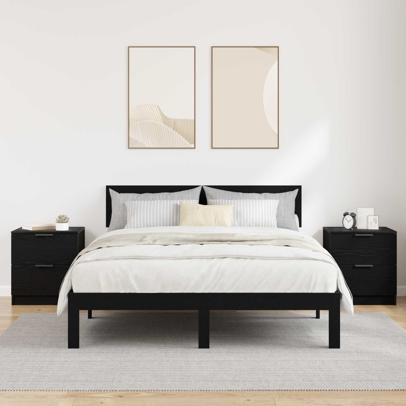 vidaXL Bedside Cabinet 2 pcs Black Oak 45 x 39 x 50cm Engineered Wood 4