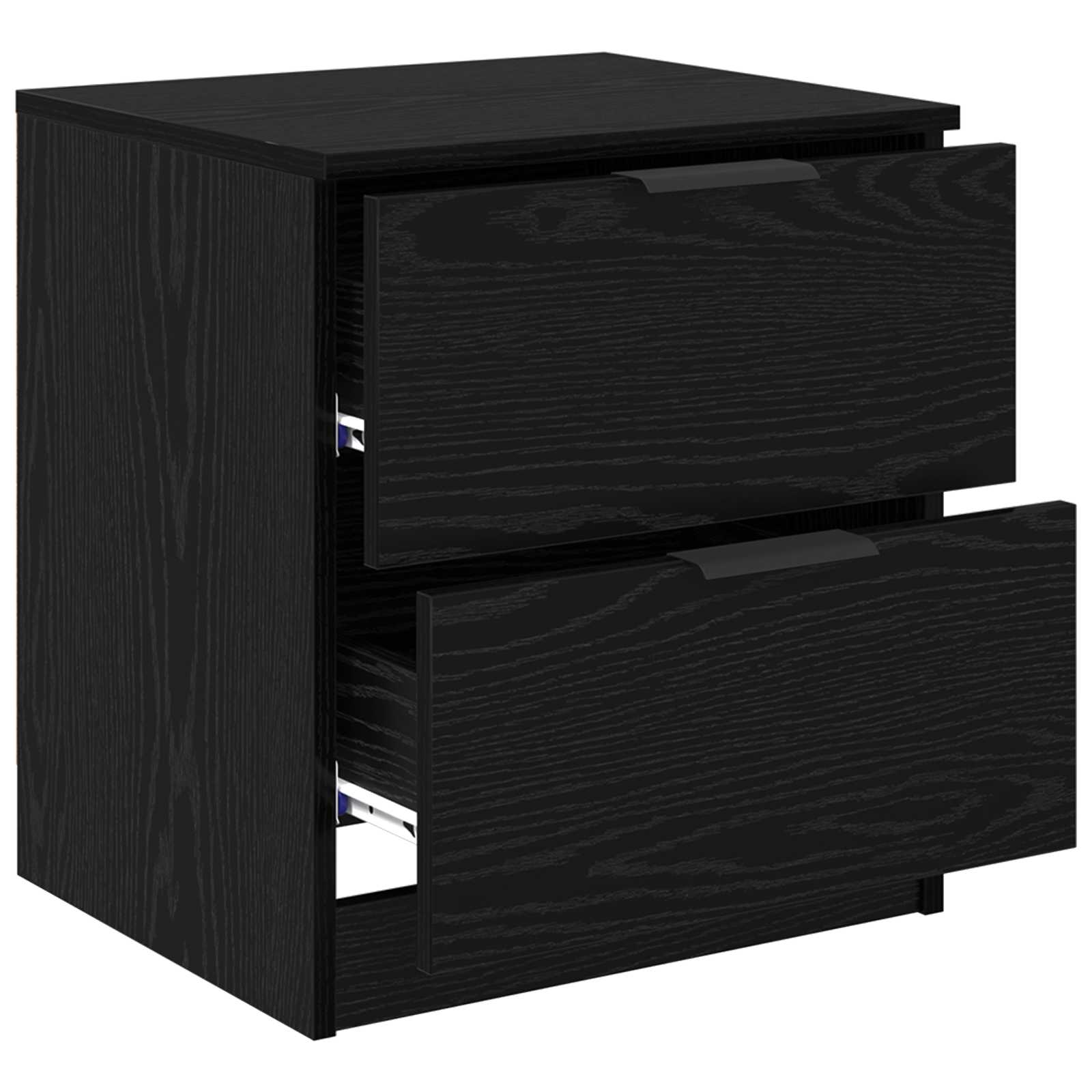 vidaXL Bedside Cabinet 2 pcs Black Oak 45 x 39 x 50cm Engineered Wood 5