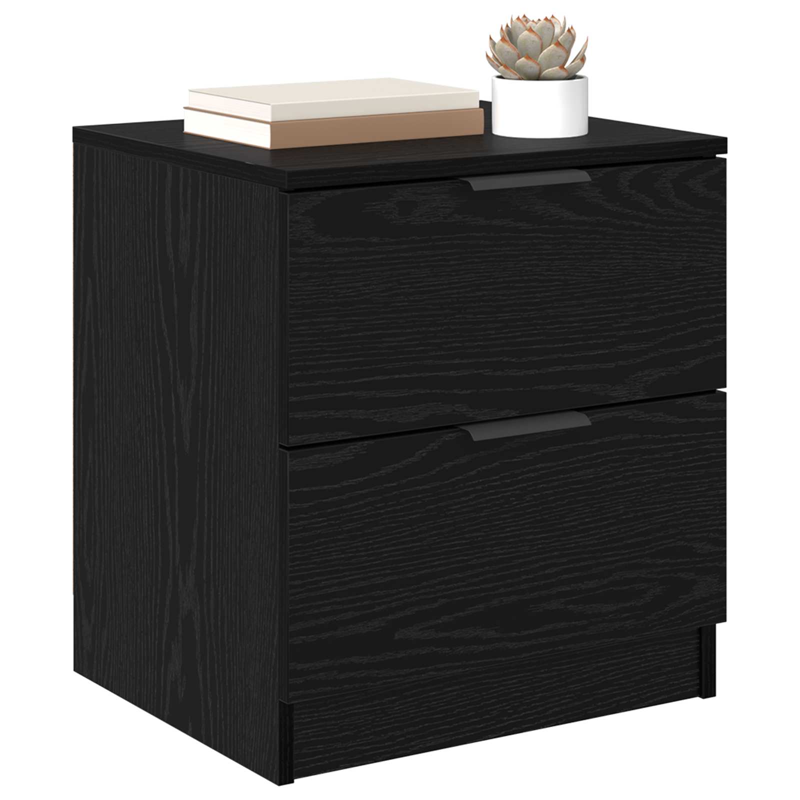 vidaXL Bedside Cabinet 2 pcs Black Oak 45 x 39 x 50cm Engineered Wood 3