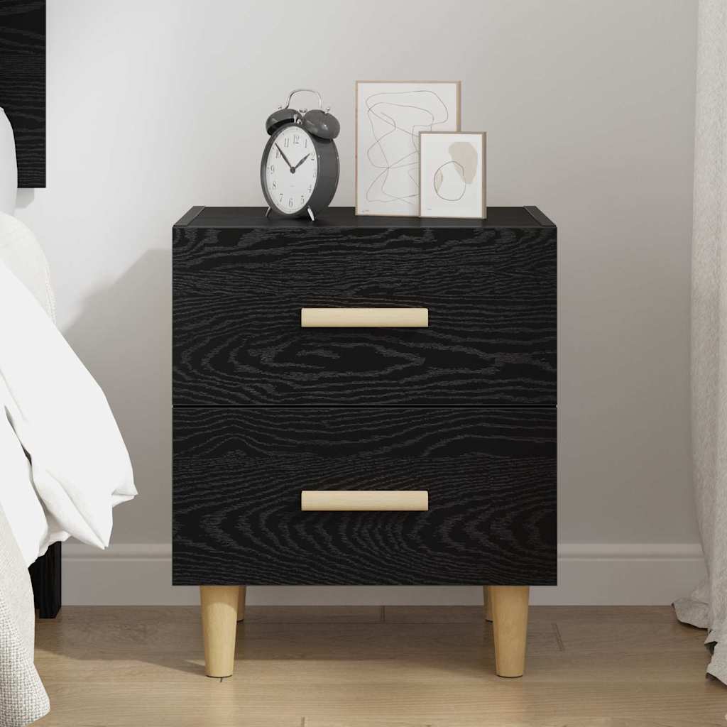 vidaXL Bed Cabinet Black Oak 40 x 35 x 47.5cm Engineered Wood 4