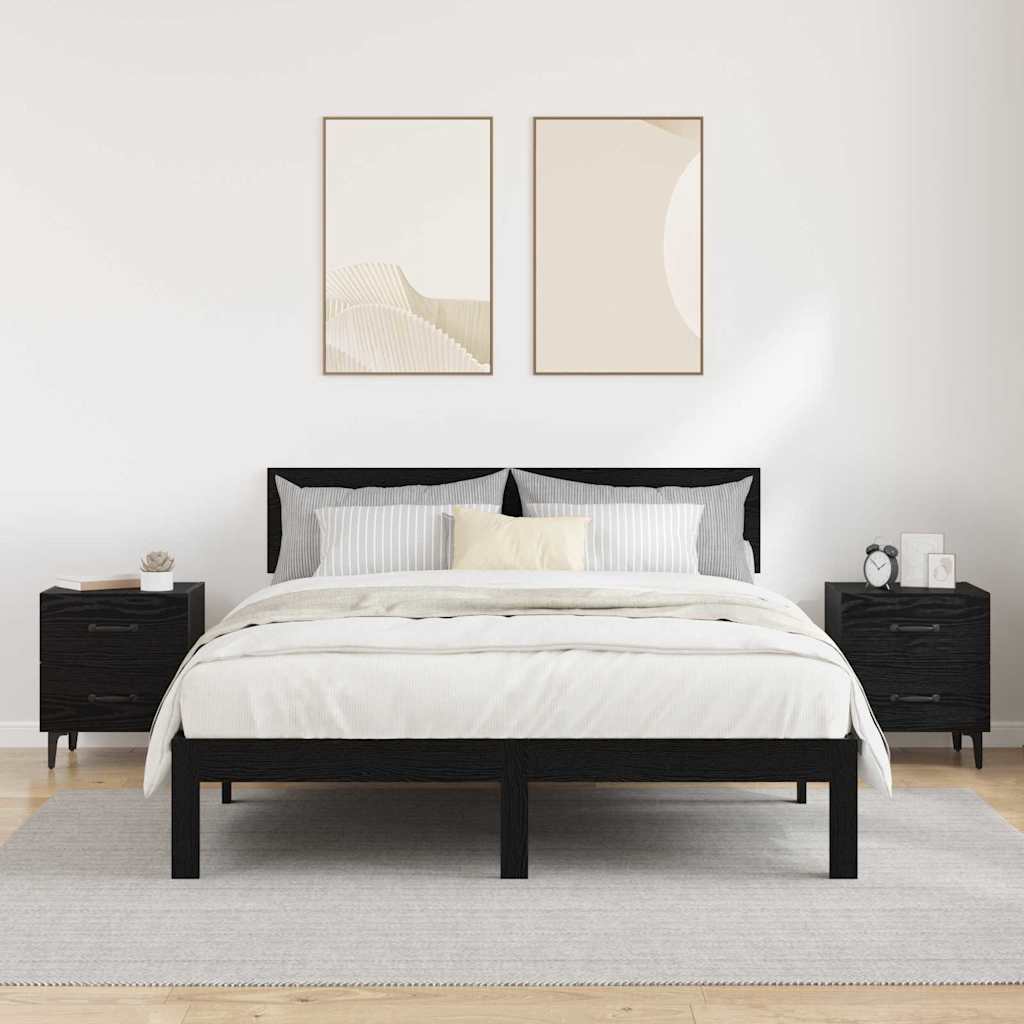vidaXL Bed Cabinet 2 pcs Black Oak 40 x 35 x 47.5 cm Engineered Wood 4