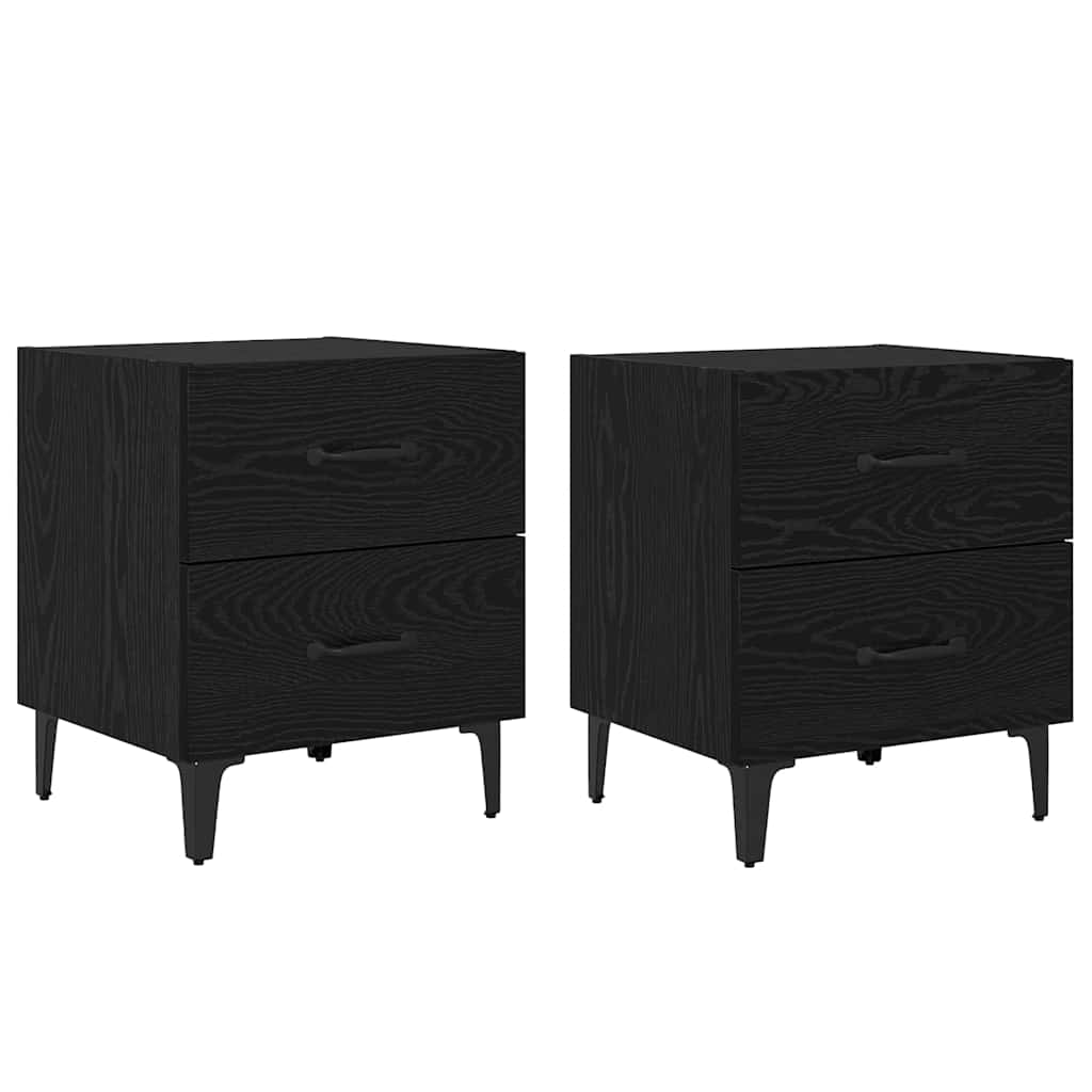 vidaXL Bed Cabinet 2 pcs Black Oak 40 x 35 x 47.5 cm Engineered Wood 2
