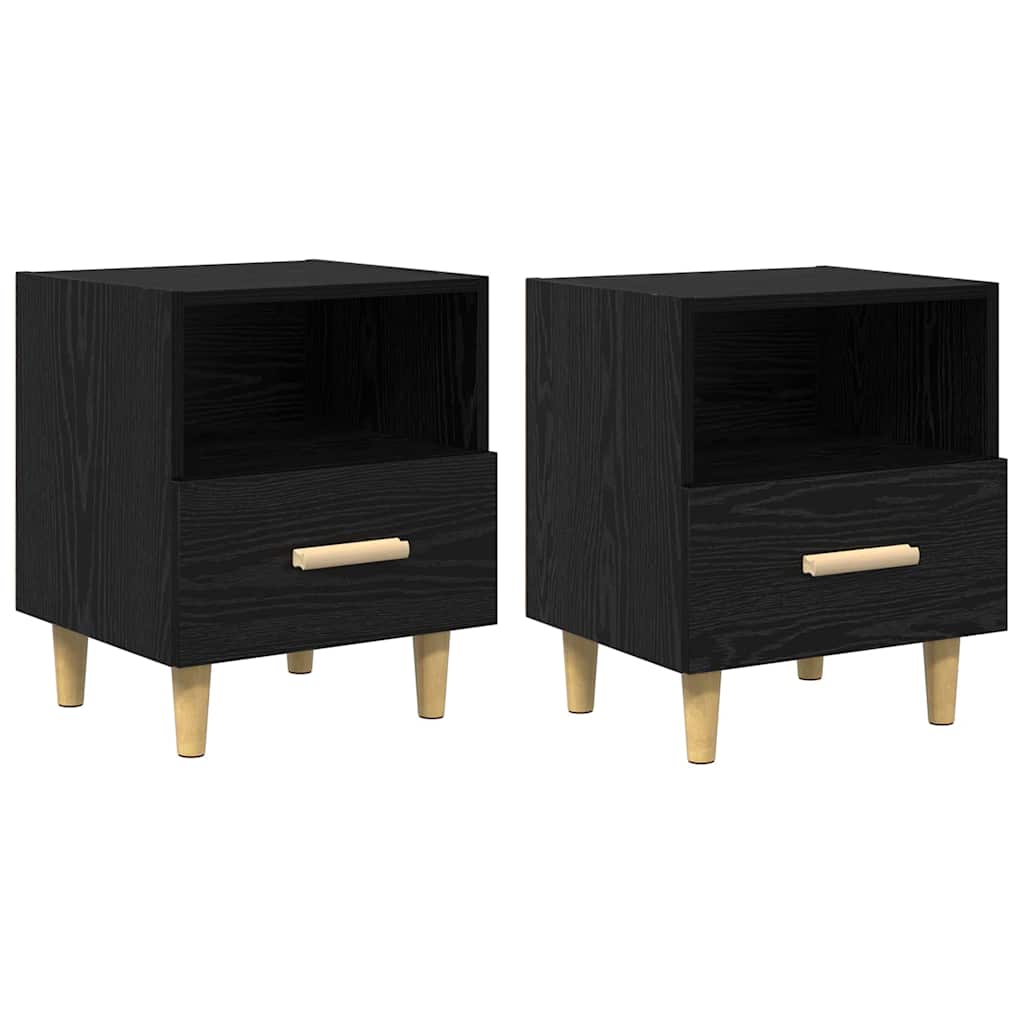 vidaXL Bedside Cabinet 2 pcs Black Oak 40 x 35 x 47 cm Engineered Wood 2